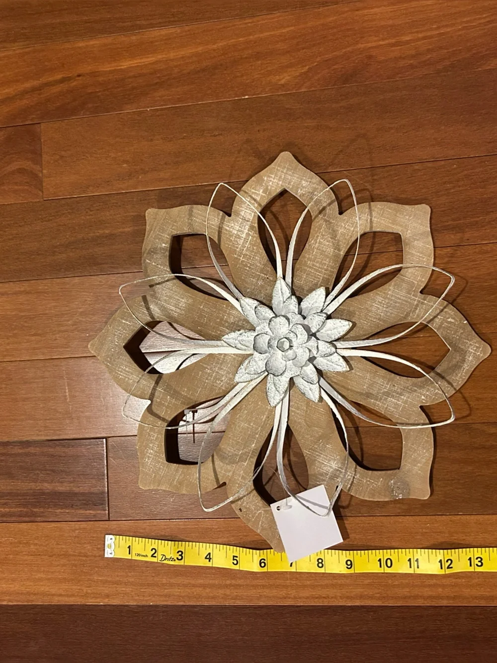 Neutral Wood and White Floral Wall Decor